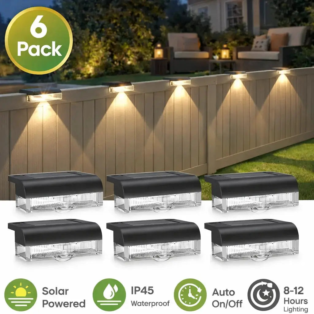 6/14 Pack Outdoor Solar Fence Lights Waterproof LED Step Lights for Deck, Yard, Patio, Garden, Pathway, Pool & Stairs from PriceLows™