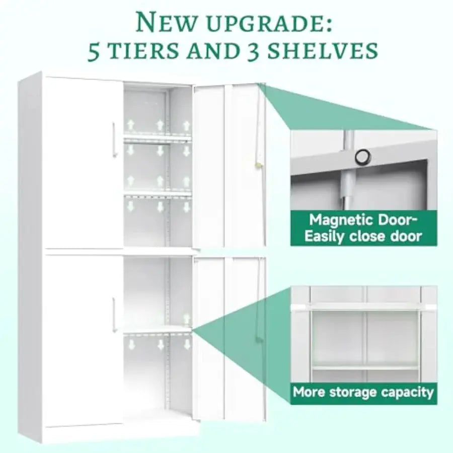 Metal Storage Cabinet with Lock Door, Adjustable Shelf Steel Cabinets for Office, Home, Pantry, Kitchen, Garage Utility Cabinet from PriceLows™
