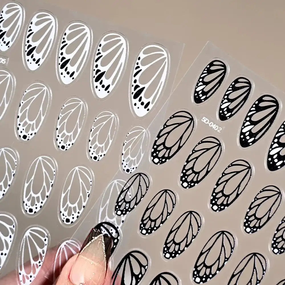 2Sheets French Gradient Line Nail Art Stickers 3D Self-Adhesive White+Black Slider Design Stencil Manicure Guides DIY Nail Decor from PriceLows™