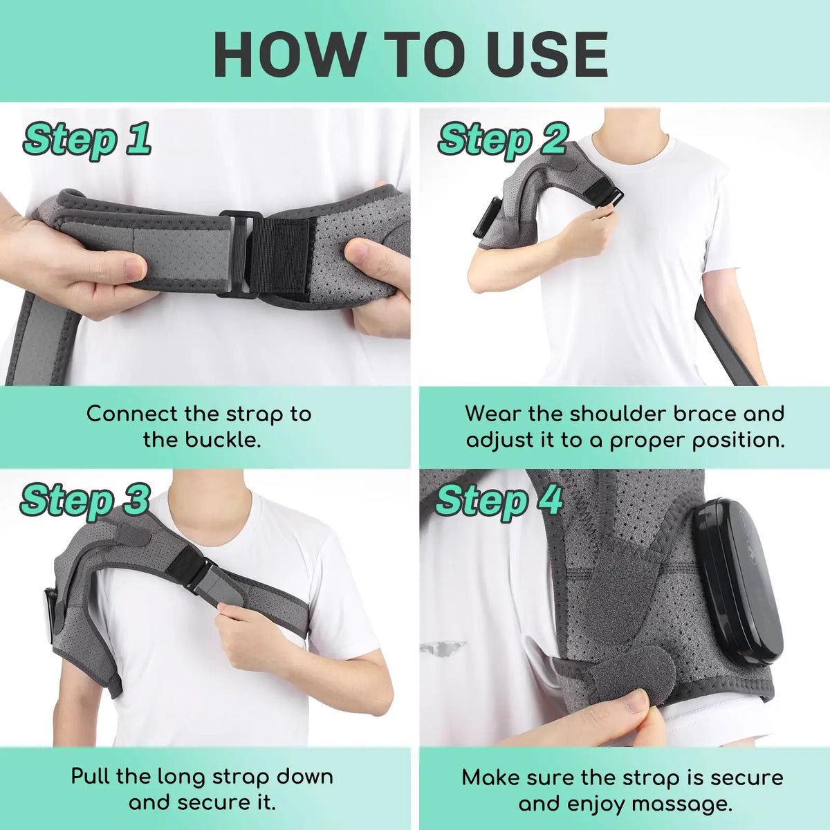 Heated Vibration Shoulder Brace | 3 Heat & Vibration Modes | Left & Right Fit