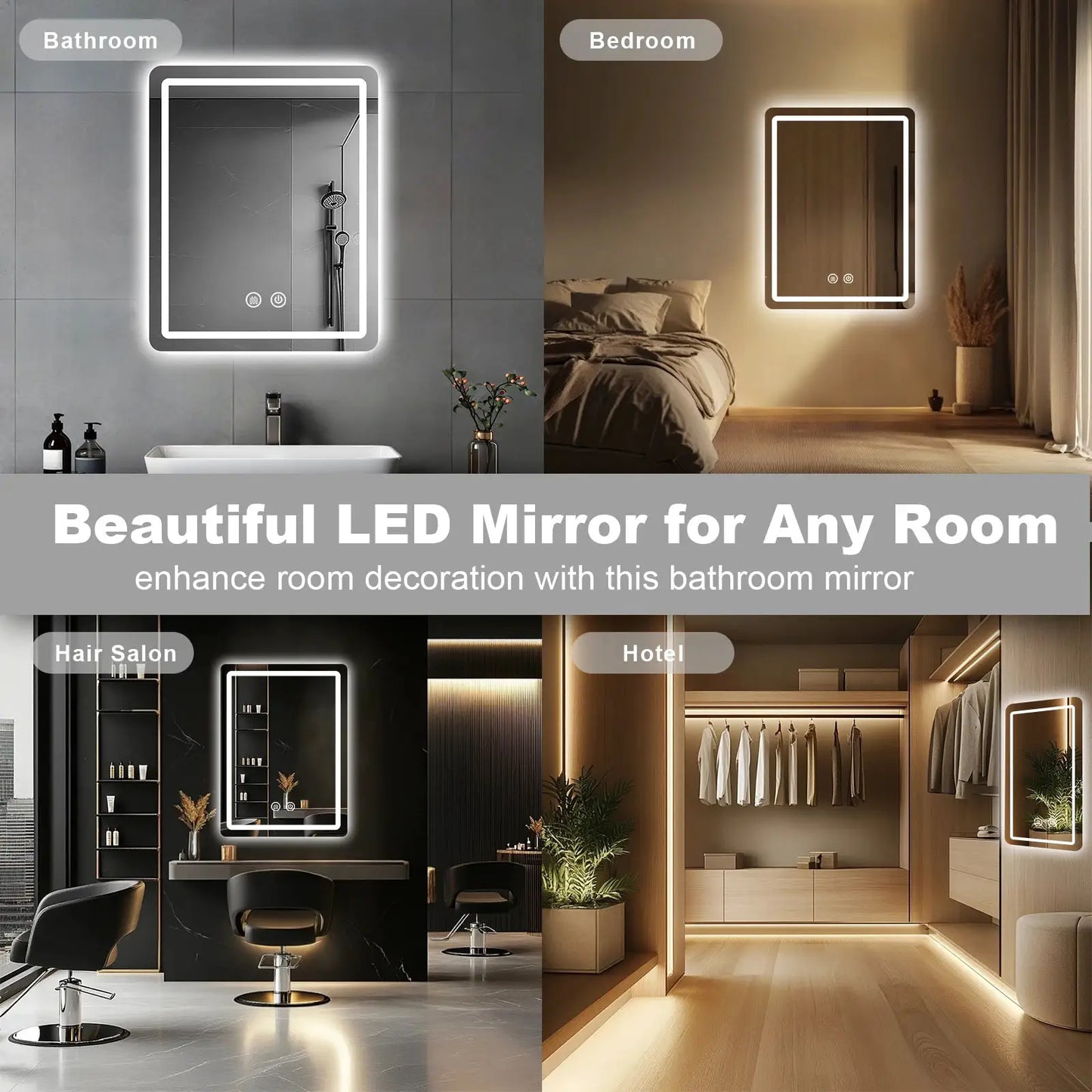 20x28 inch LED Bathroom Mirror Vanity Mirrors with Backlit Lights Fogless Makeup Mirror Wall Mounted with Demister from PriceLows™