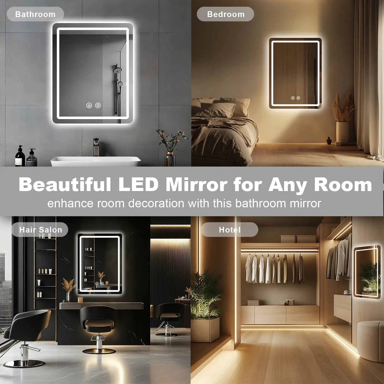 20x28 inch LED Bathroom Mirror Vanity Mirrors with Backlit Lights Fogless Makeup Mirror Wall Mounted with Demister from PriceLows™