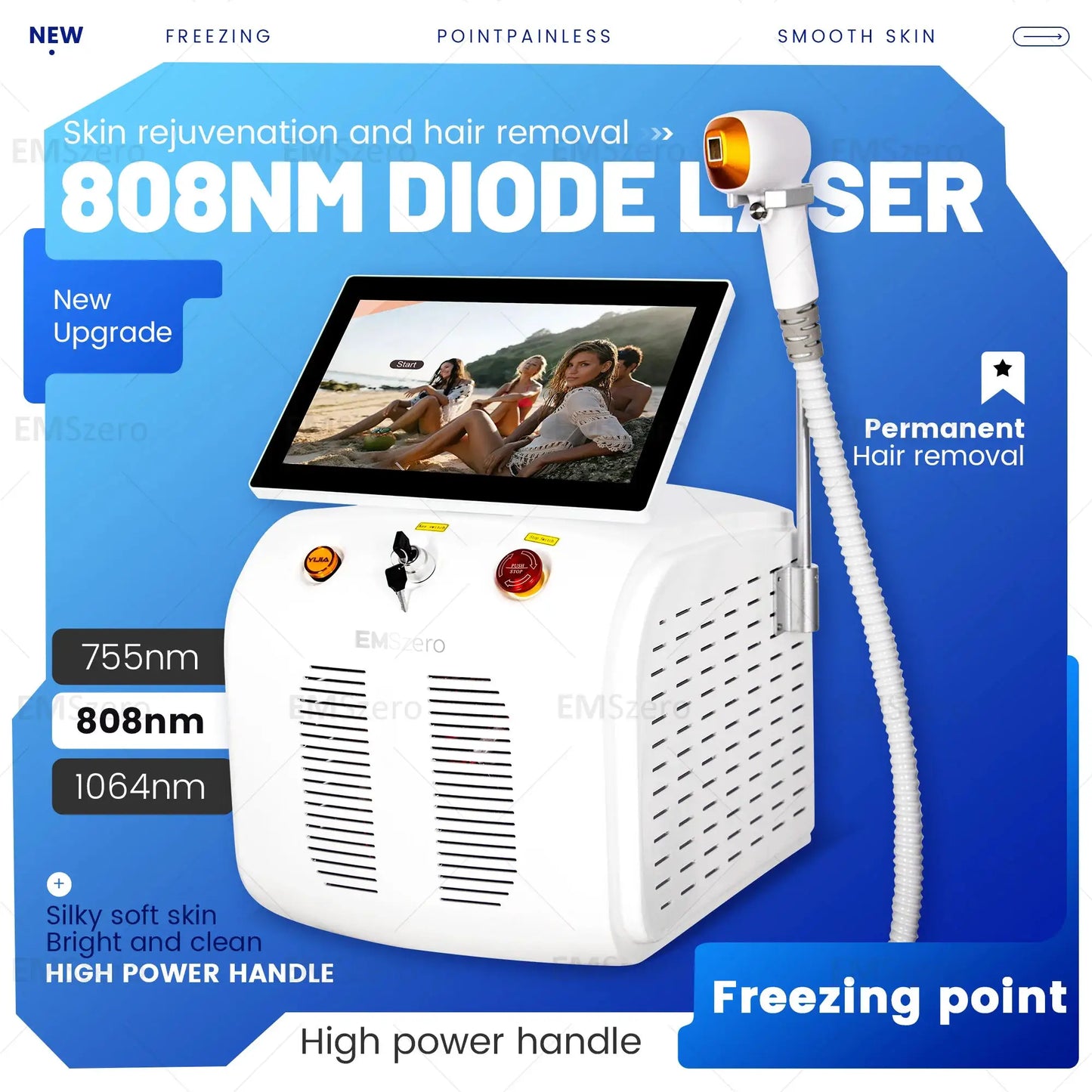 Diode Hair Removal Device | 5000W Power | Ice Point Cooling 10C | Full Body
