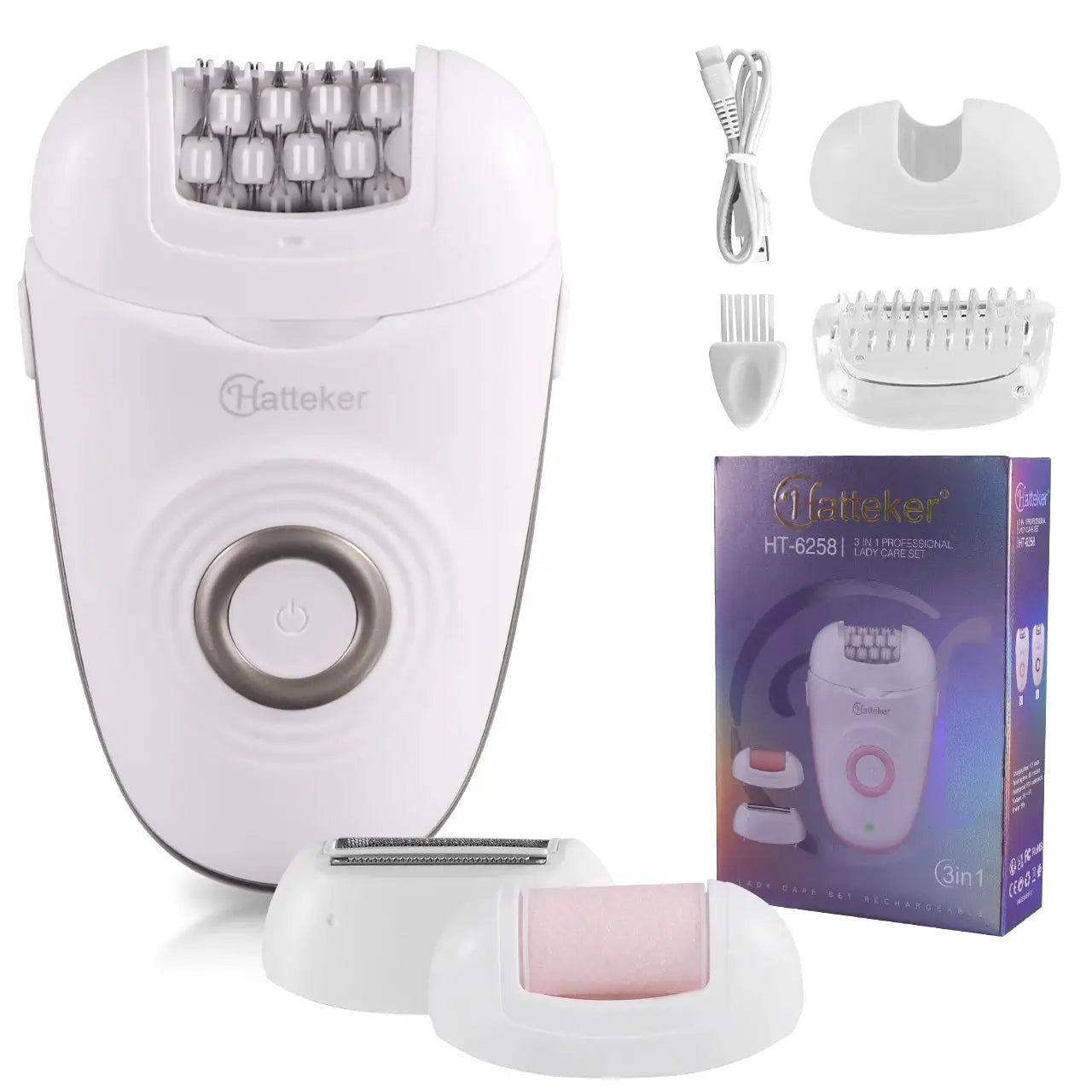 Womens Electric Shaver | 3 Interchangeable Blades | Wet Dry Use | Rechargeable
