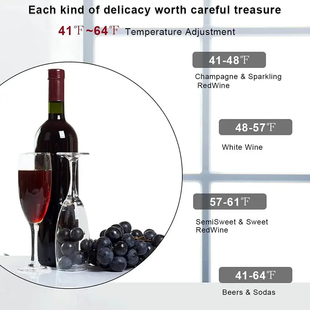 Compact Adjustable Temperature Wine Cooler, Freestanding Mini Fridge with Digital Control and Removable Shelves from PriceLows™