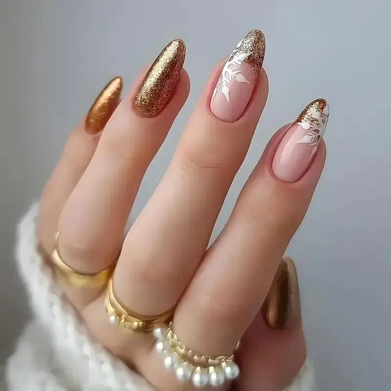 Press On Nails | Sweet Almond Shape | 24 Pcs | Gradient Blue French Design