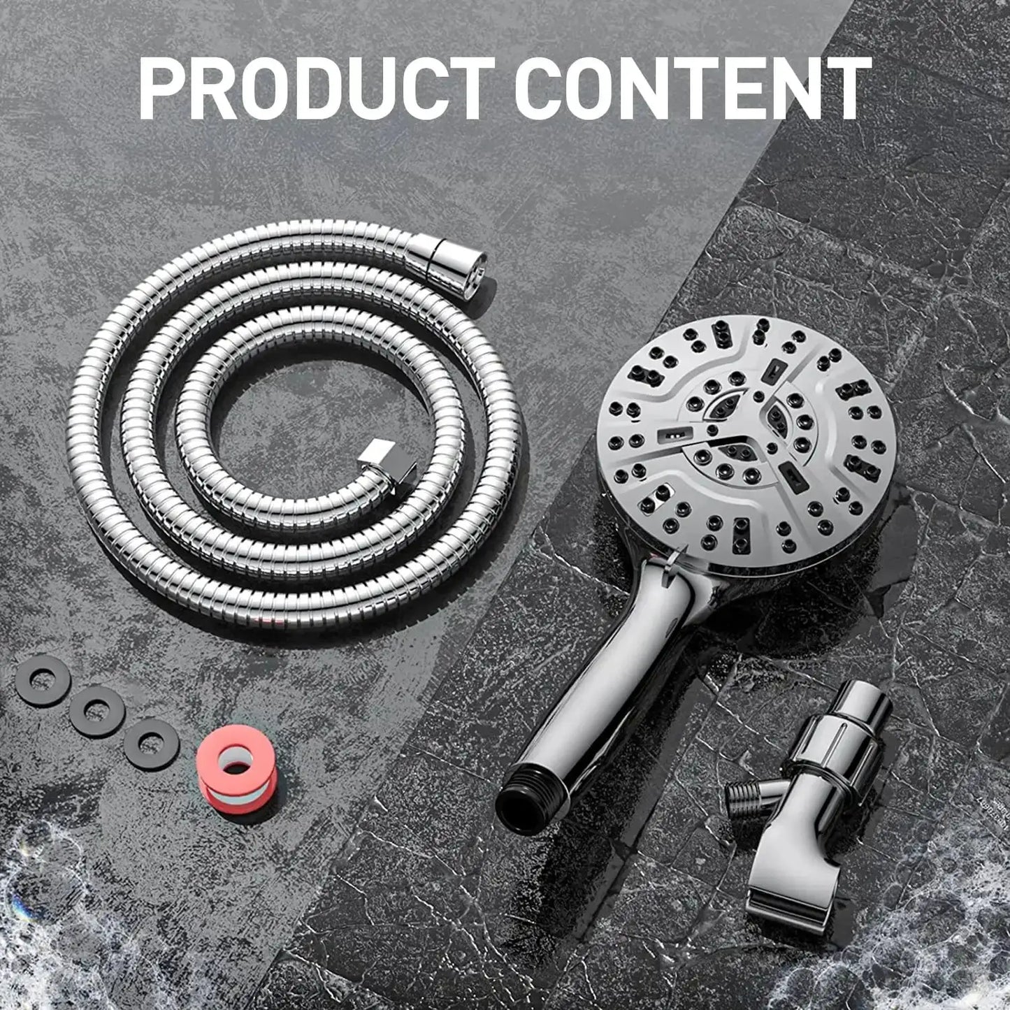 Shower Head with Handheld, High Pressure 10 Modes with 59" Stainless Steel Hose Adjustable Holder from PriceLows™