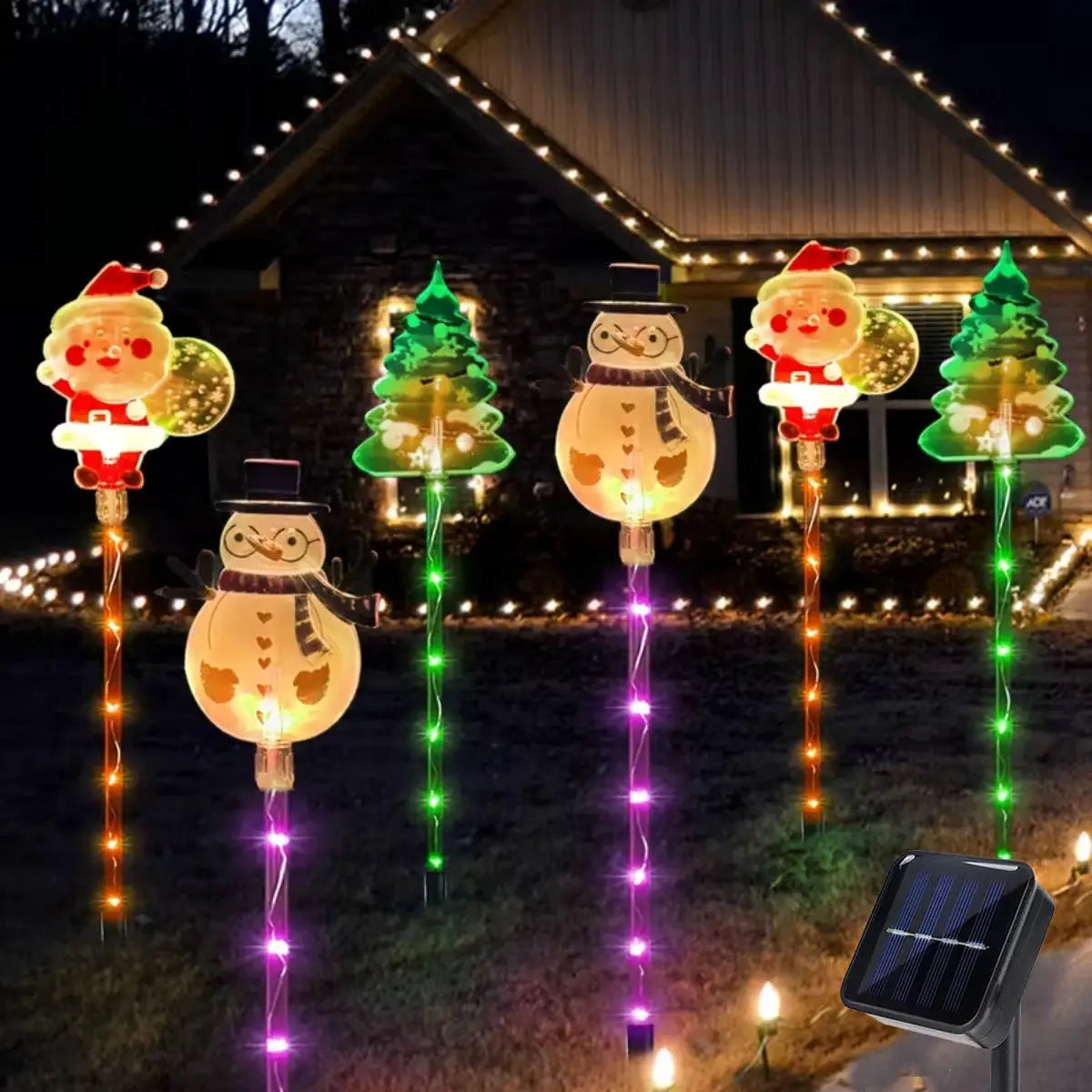 Solar Lawn Lights | Santa Tree Elk Designs | Solar Powered | Set of 6