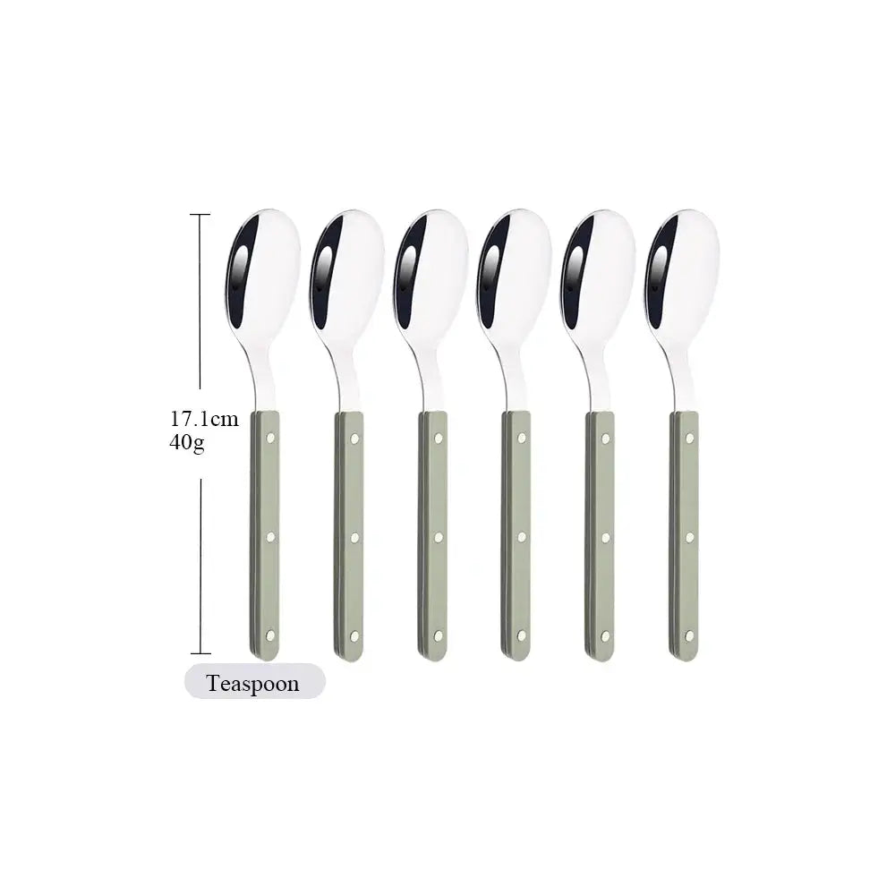 6/30Pcs Beige Silver Acrylic Handle Dinnerware Knife Fork Spoon Set Stainless Steels Cutlery Set Western Home Kitchen Flatware from PriceLows™