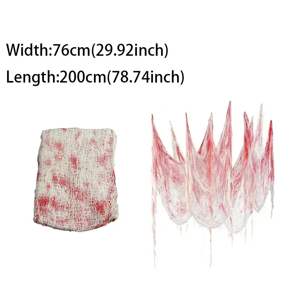 Bloody Gauze Door Curtain | Halloween Cloth Prop | Horror Party Decor