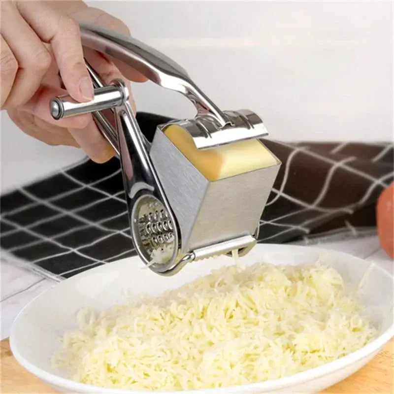 Cheese Grater | Stainless Steel | Crank Rotary Blades | Compact