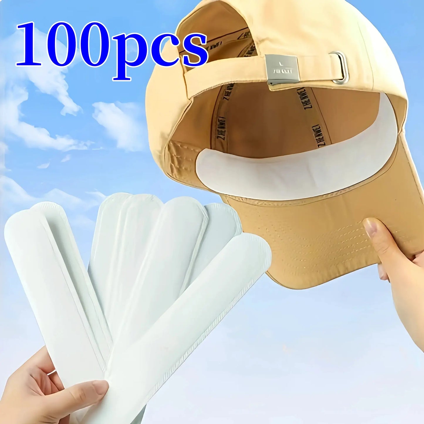 Hat Sweat Absorber Pads | Adhesive Backed | Polyester | 10 50 100 Pack