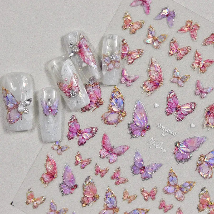 1Pcs 5D Embossed Aurora Butterfly Nail Art Stickers Self Adhesive Decals For Nails Decoration DIY 3D Acrylic Nail Supplies Parts from PriceLows™