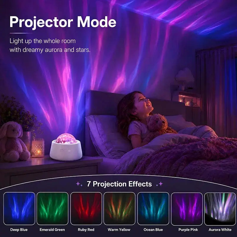 Aurora Light Projector | 7 Lighting Modes | Battery Operated | Compact