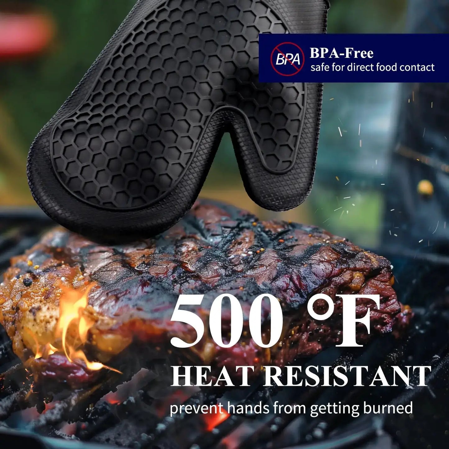 Silicone Oven Mitts | Heat Resistant | Slip-Resistant Knit | Set Of 2