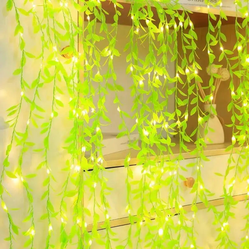 LED Ivy String Lights | Outdoor Plug In | Warm White Bulbs | Garden Decor