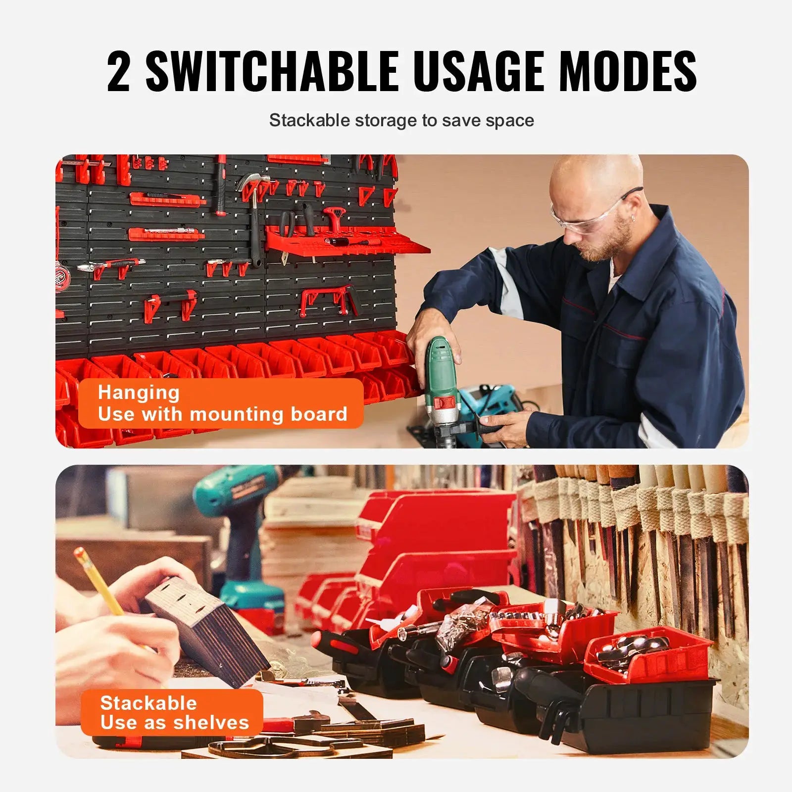 SucceBuy 30Bin Wall Mounted Storage Bins Parts Rack Organizer Garage with Wall Panels Hooks Plastic Shop Tool for Screw Nails from PriceLows™