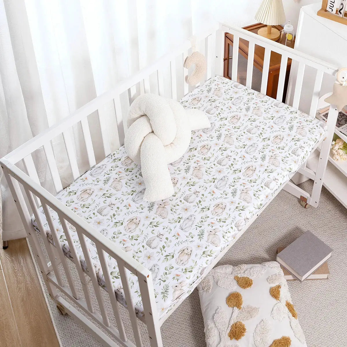 Elinfant 100% Polyester Crib Fitted Sheet, Luxurious Mattress Cover for Home & Travel,Nursery Bedding Set ,Crib Essentials from PriceLows™
