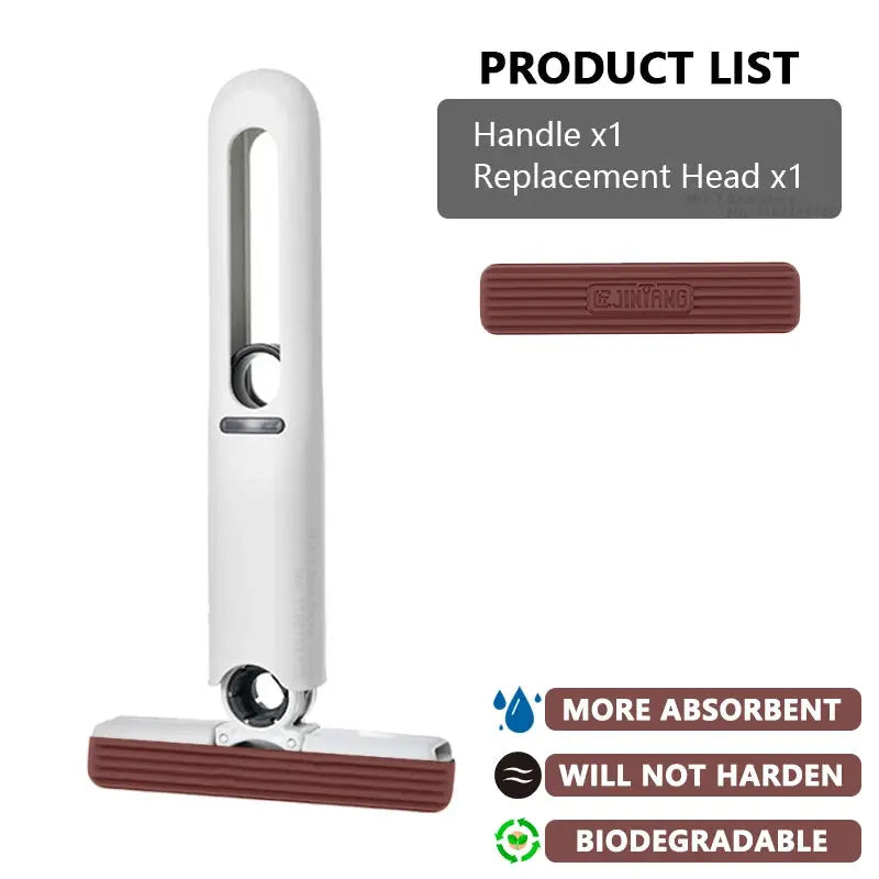 Mini Squeezable Mop | Microfiber Mop Head | Folding Type Design | Plastic Pole