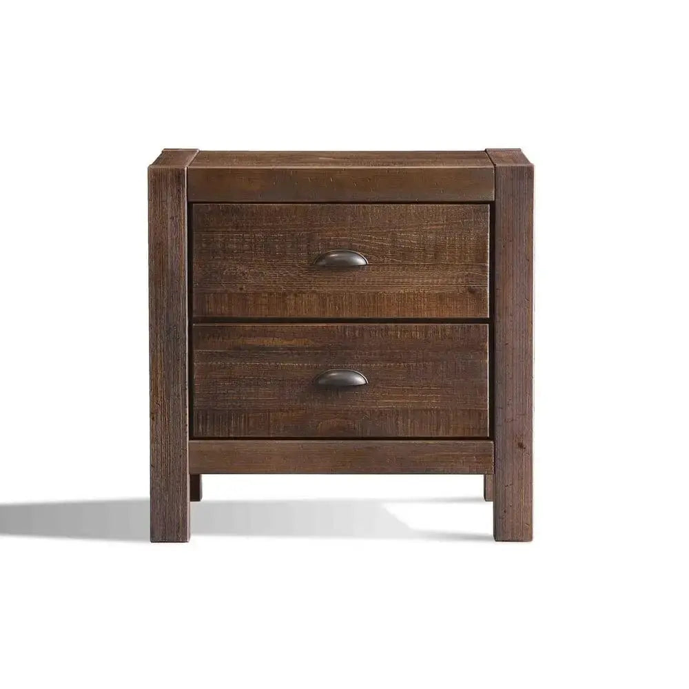 Montauk 2Drawer Bedside Nightstand, Solid Wood with Rustic Walnut Finish from PriceLows™