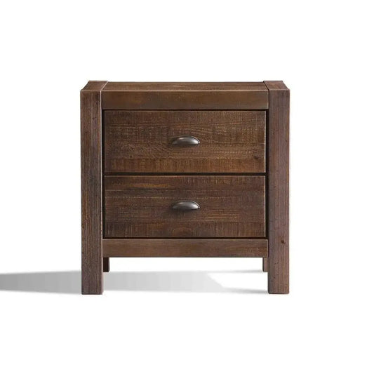 Montauk 2Drawer Bedside Nightstand, Solid Wood with Rustic Walnut Finish from PriceLows™
