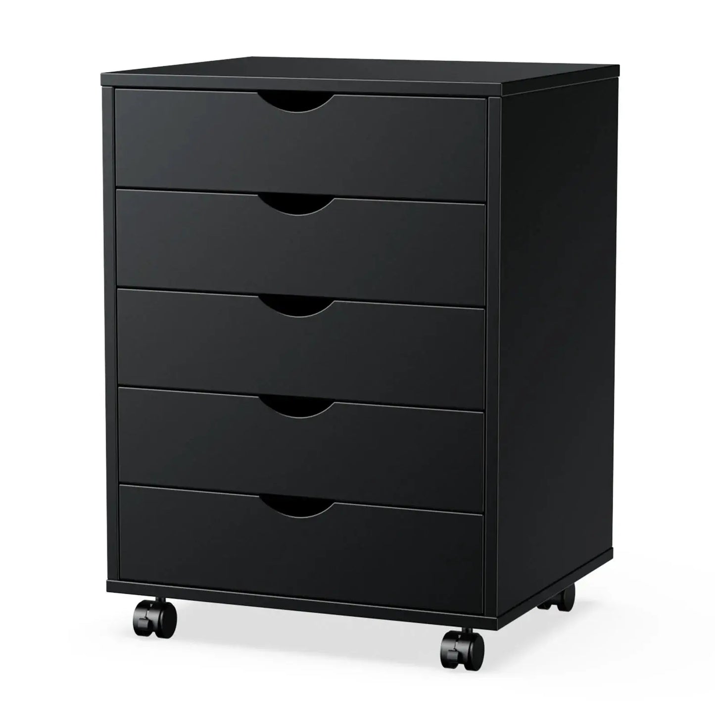 JHK Wood Nightstand Cabinet 5 Drawers Waterproof Surface Storage Organizer File Office Easy To Move Bedside Table Rotating Wheel from PriceLows™