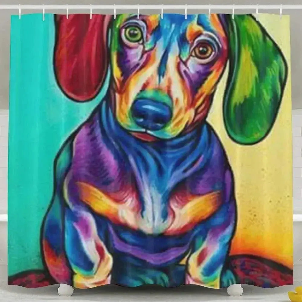 Funny Sausage Dog Dachshund Shower Curtains for Bathroom, Cartoon Dogs Bath Curtains with Cute Animals Waterproof Machine Wash from PriceLows™
