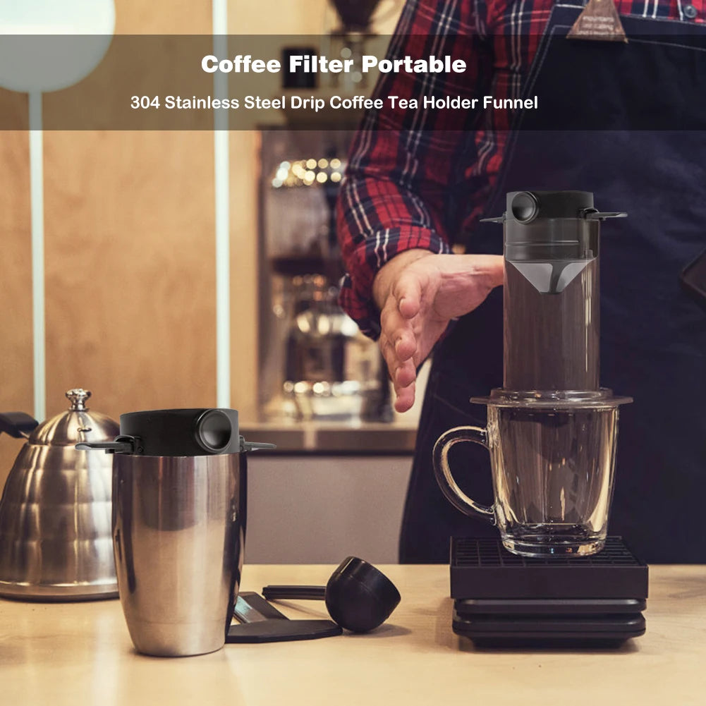 304 Stainless Steel Portable Coffee Filter Drip Coffee Tea Holder Reusable Mug Coffee Dripper Tea Cup Set Coffee Pot Coffeeware from PriceLows™