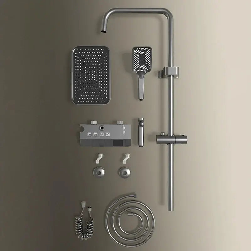 Shower Set | LED Display Brass | Bar Shape Polished | Black White Gray