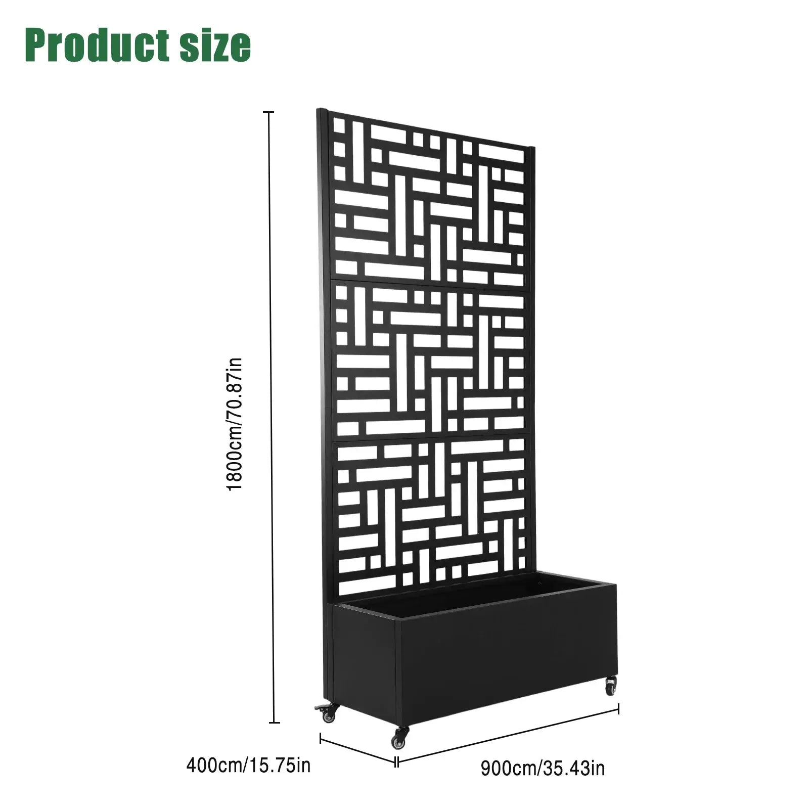 Metal Standing Planter Box with Trellis and Wheels 70.87x35.43x15.75 Inch Raised Box Suitable for Climbing Plants and Vegetables from PriceLows™