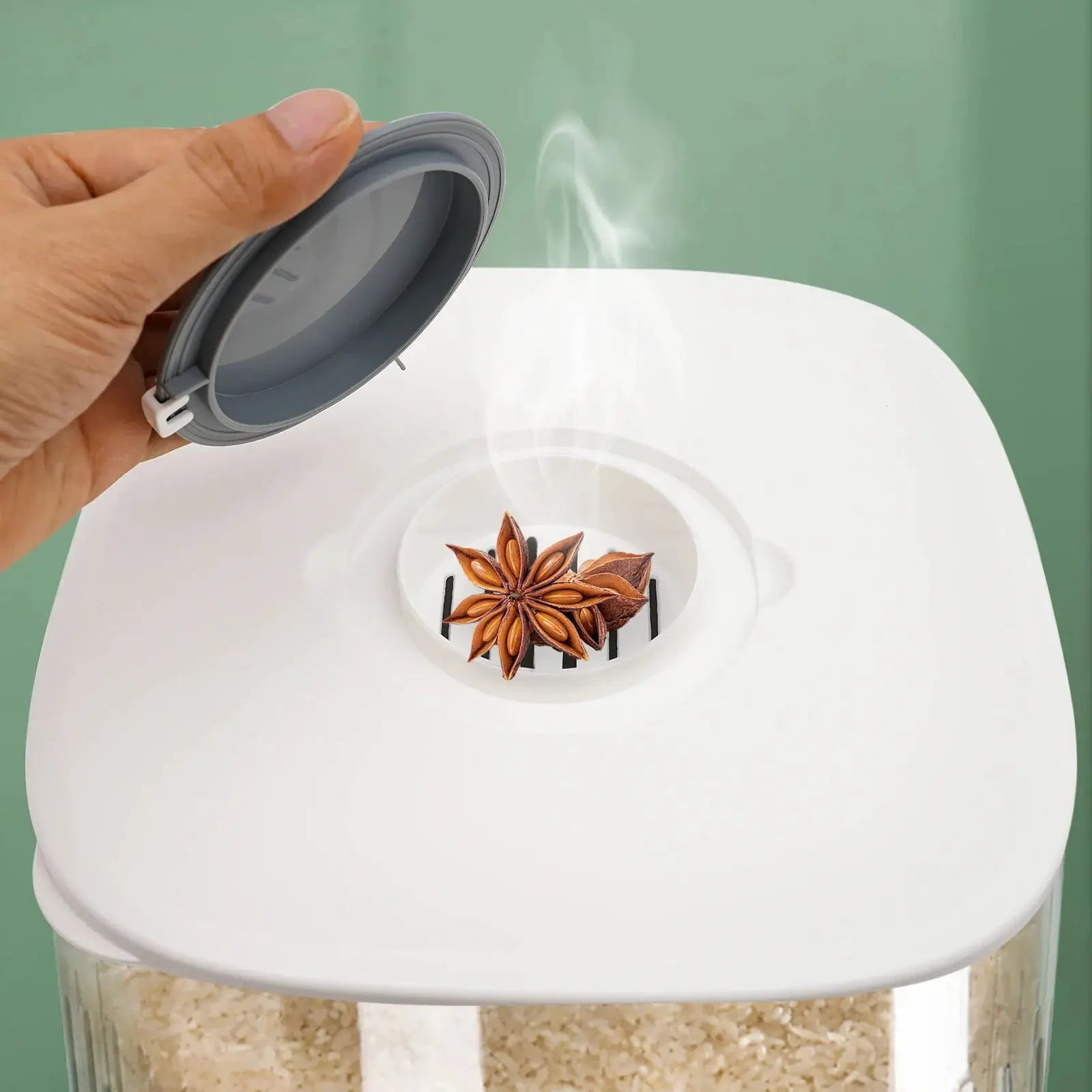 22Lbs Rice Dispenser,Large Sealed Grain Storage Container with Rice Cup Food Dispenser Kitchen Organizer for Rice, Beans, Grains from PriceLows™