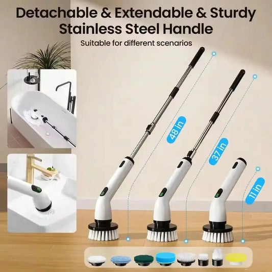 Electric Cleaning Brush | Rotating Head | IPX7 Waterproof | 9 Brush Heads