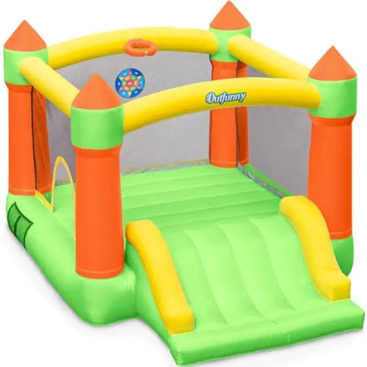 Bounce House with Slide, Inflatable Bouncy House for 3-12, OutdoorandIndoor, Bounce Area 8'x8', Capacity 400 lb - Green from PriceLows™