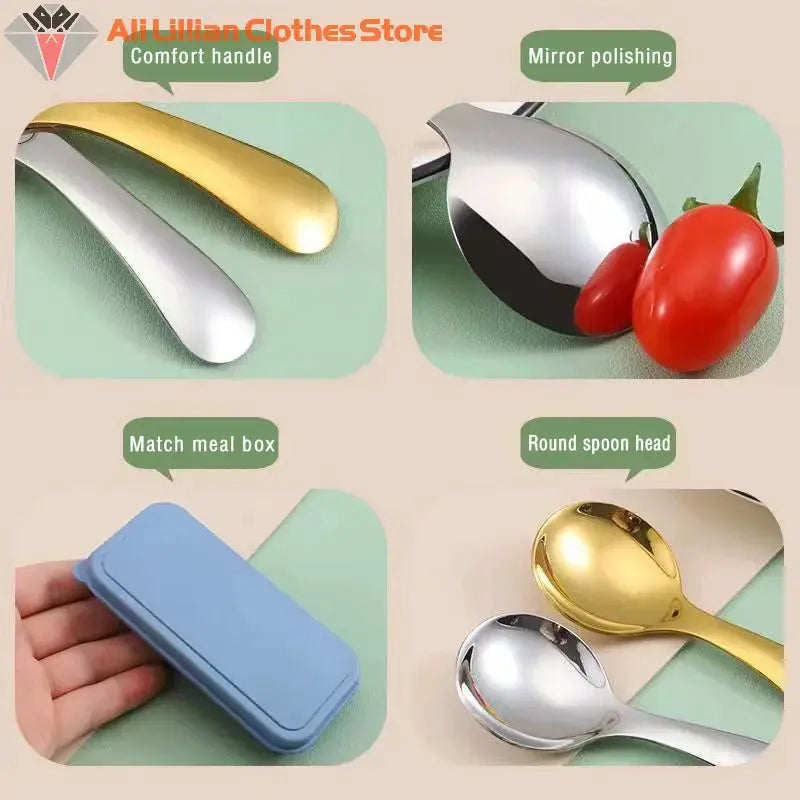 Mini Portable Spoon Fork Tableware Outdoor Camping Stainless Steel Cutlery Set For Lunch Hiking Camp Cooking Supplies from PriceLows™