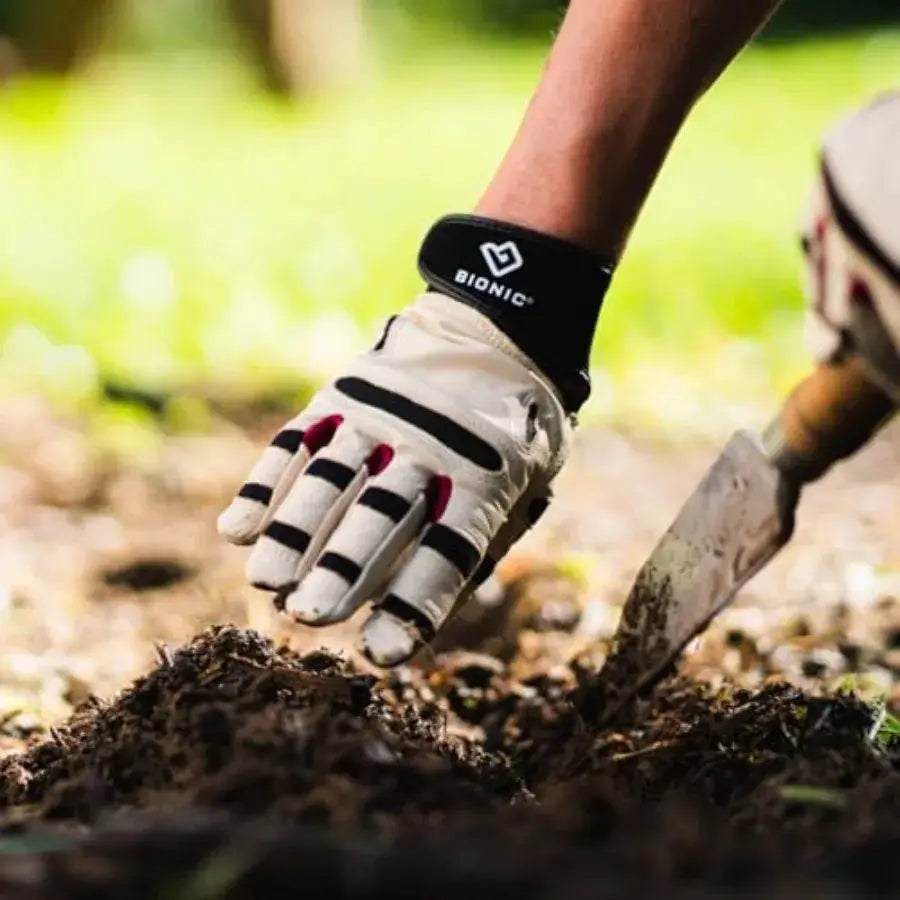 ReliefGrip Premium Leather Gardening Gloves for Outdoor Use Brown Durable Reinforced Palm with Breathable Mesh Back for Superio from PriceLows™