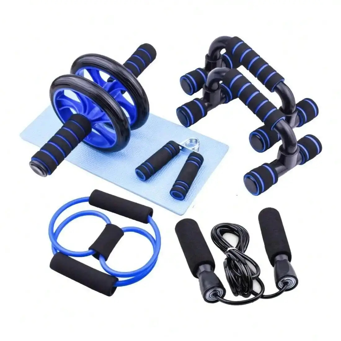Home Workout Set | 7 Piece With Ab Roller | Push Up Bars