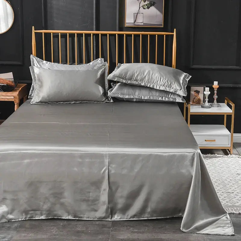 Satin Bed Sheets Set | Solid Color | Poly Cotton Blend | Single Twin Sizes