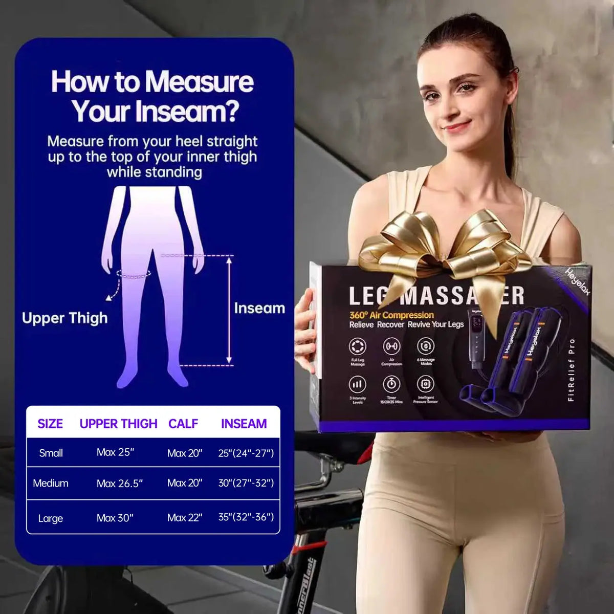Full Leg Air Compression Massager | 6 Modes | 6 Intensities | Sizes S M L