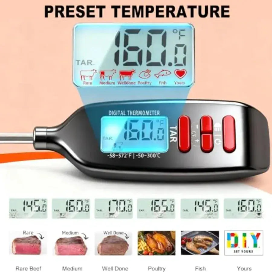 Meat Thermometer Digital Smart Instant Read Food Thermometer with Super Long Probe for Cooking Grilling Baking Kitchen Candy BB from PriceLows™
