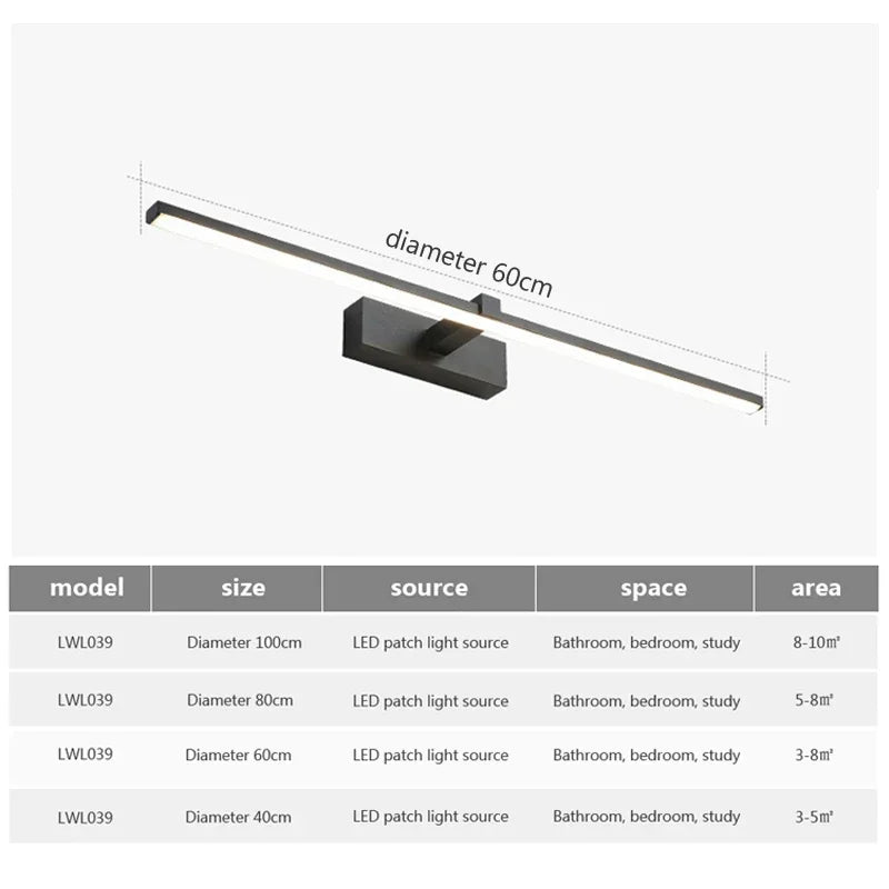 LED Wall Light | Three Color Temperatures | Aluminum | Bathroom