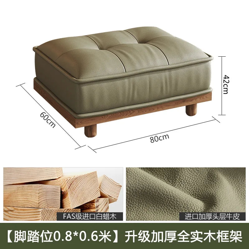 Sofa | Top-Grain Cowhide Leather | Solid Wood Frame | Small Space Living Room