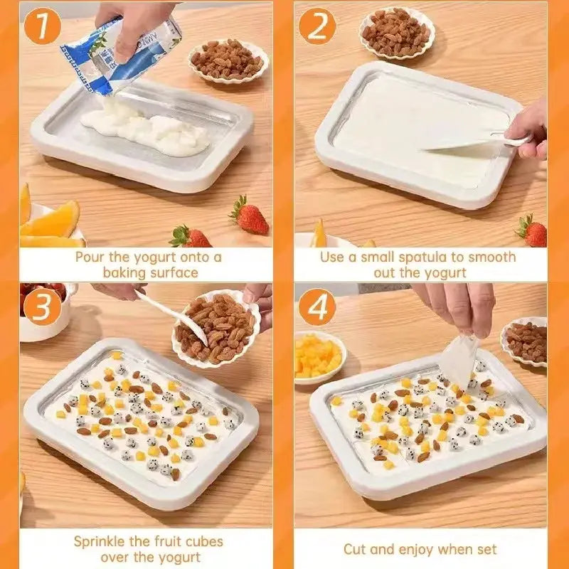 Child's Homemade Yogurt Pudding Household Rolled Ice Cream Maker Ice Tray Ice Stir Fry Machine Small Stainless Steel Stir Fried from PriceLows™