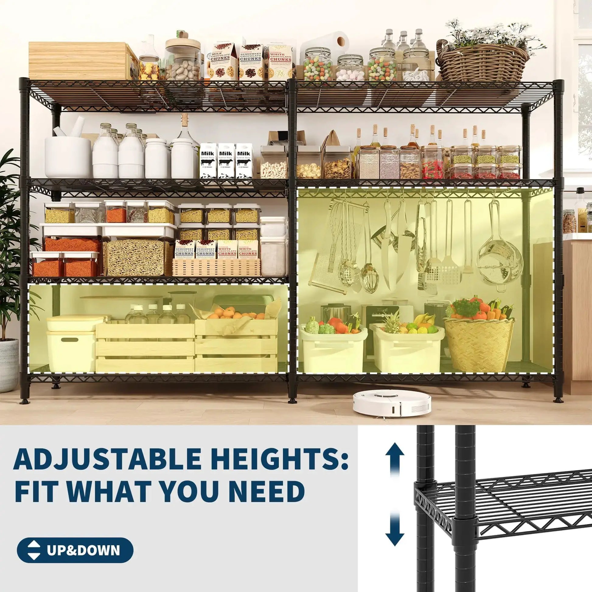 4-Tier Heavy Duty Metal Shelving Unit, Adjustable Height & Feet, Sturdy Thickened Construction, High Weight Capacity, Easy to Assemble for Garage, Pantry, Basement, Kitchen, 13.8" D x 59" W x 59.5" H from PriceLows™