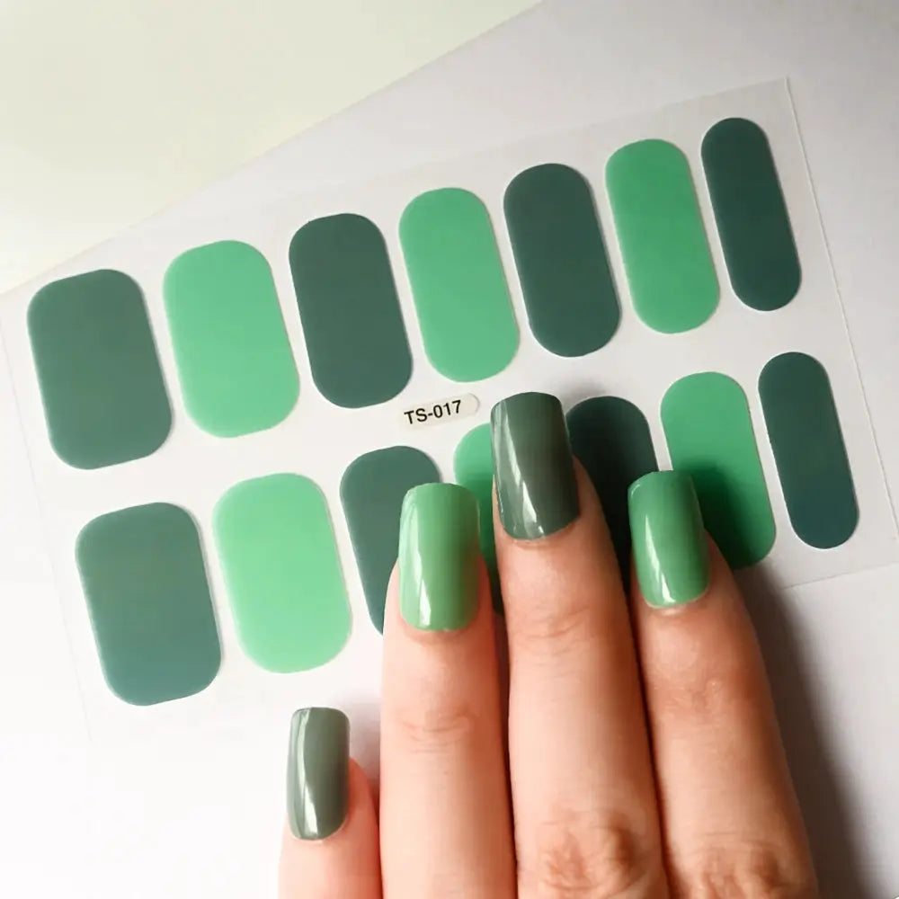 1Pcs Semi-Cured UV Gel Nail Sticker Pure Color Full Cover Waterproof Long-lasting Nail Strips 16Tips DIY Nail Polish Stickers *& from PriceLows™