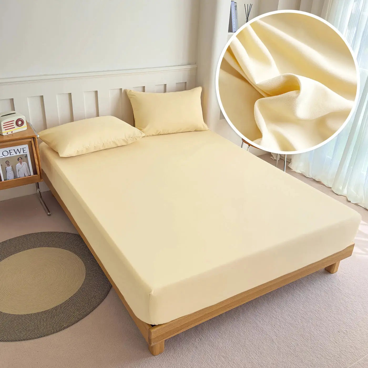 High Quality Fabric Fitted Sheet With Elastic Band Solid Color Mattress Sheet for King Queen Bed 150x200 180x200 200x220cm 1PC from PriceLows™
