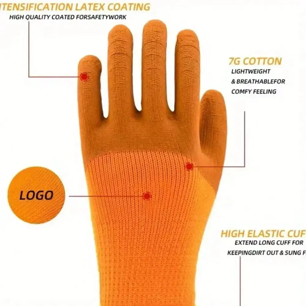 3 Pairs Bulk Pack, Great Value Orange Work Gloves. These Gloves Are Sturdy, Durable, Cold-Proof, And Cut-Resistant, Perfect For Gardening Tasks Such As Weeding, Outdoor Work, Composting, Pruning, And Rakeing. Available In Lar from PriceLows™