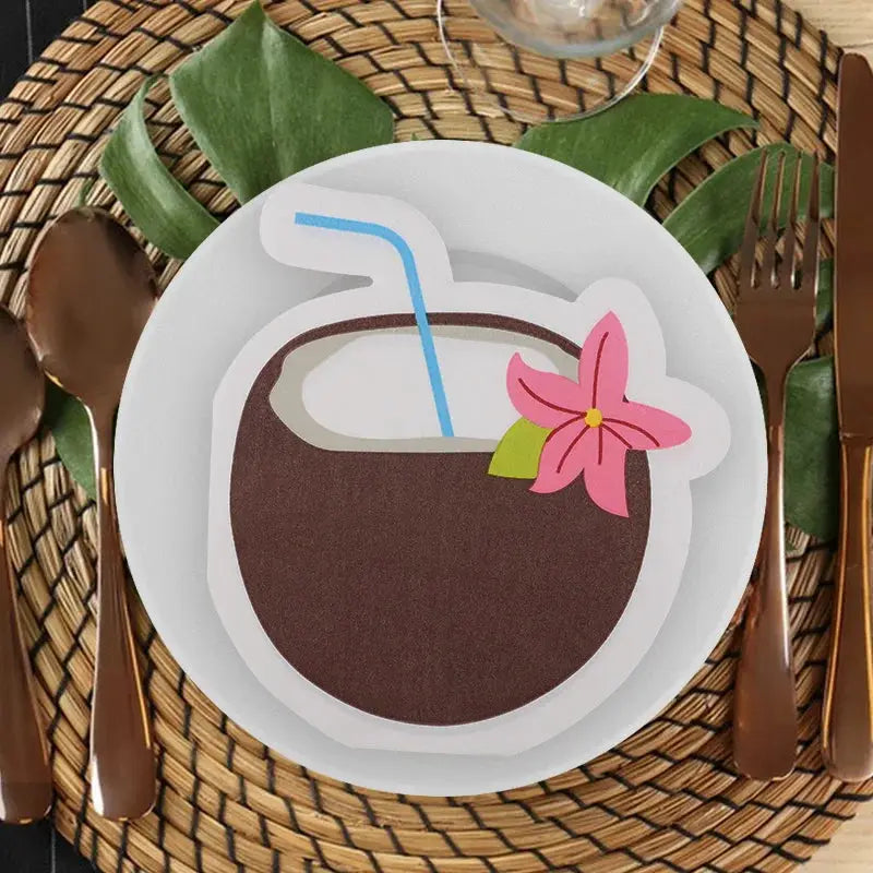 Coconut Paper Napkins | 20 Piece Pack | Solid Color | Tropical Pattern
