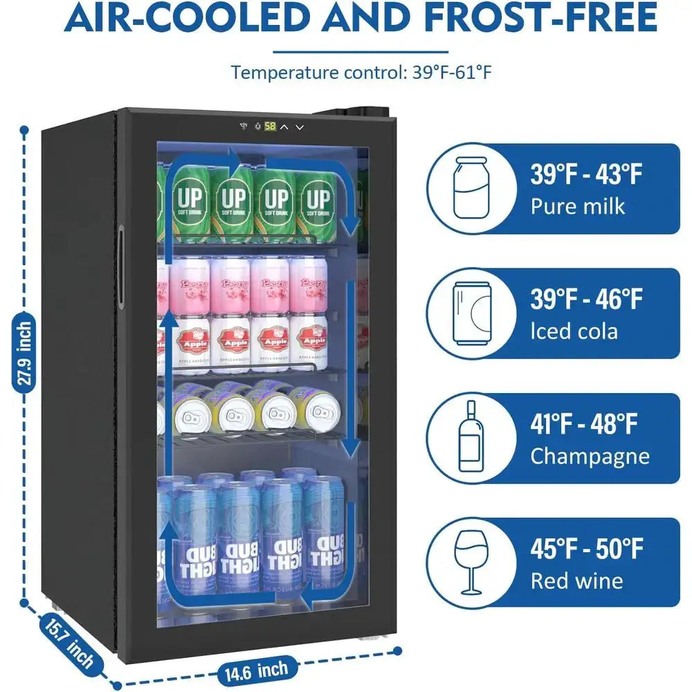 Compact 120-Can Beverage Refrigerator with Glass Door, Ideal for Wine, Soda, and Home Bar Use from PriceLows™