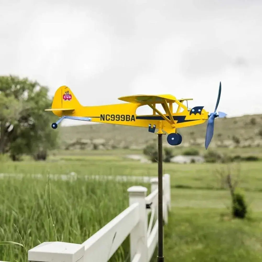 3D Plane Weather Vane Creative Chic Metal Airplane Garden Weather Vane Plug Decor Anti-corrosion Weatherproof for Outdoor Garden from PriceLows™