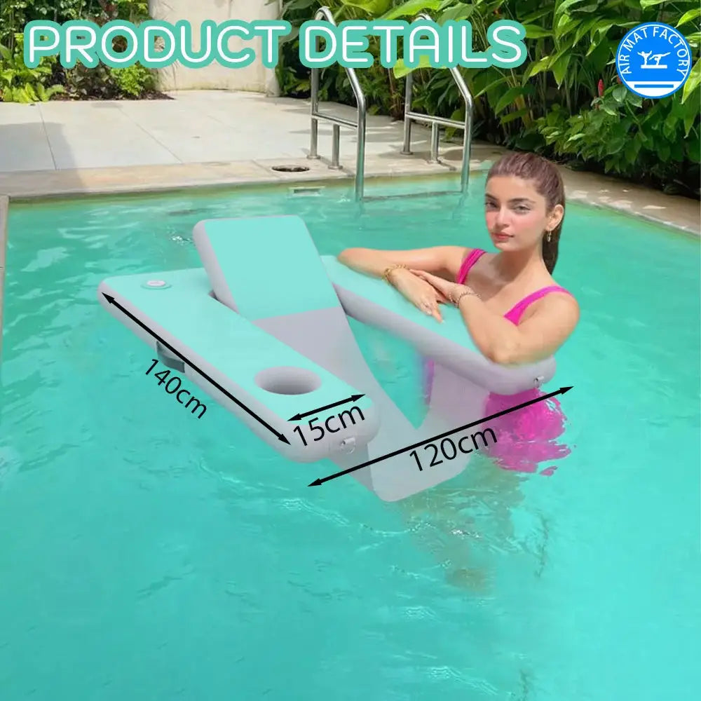 Inflatable Pool Float Lounger | Cup Holder | Backrest | Blue